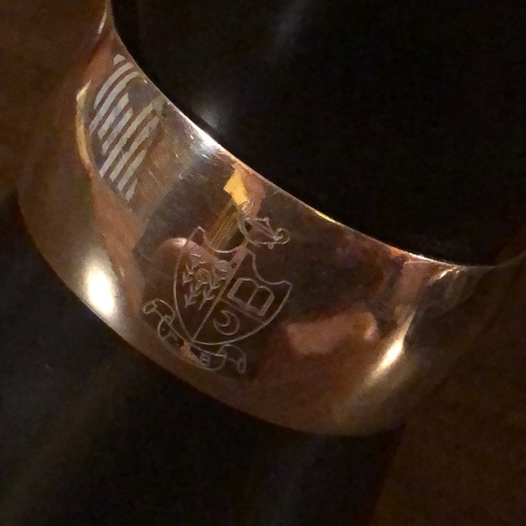 Vintage Danecraft Sterling Wide Cuff Bracelet With Engraved Shield - Picture 2 of 12